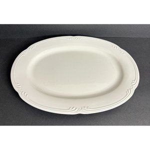 Pfaltzgraff Filagree Platter 14" x 10 5/8" White Scalloped Edge Vintage USA